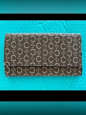 Authentic CELINE Macadam Long Wallet with brown leather interior